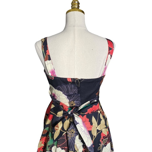Eva Rose Vtg Floral Sleeveless Fold-Over 1950s Retro Style Swing Dress Medium - Picture 6 of 8